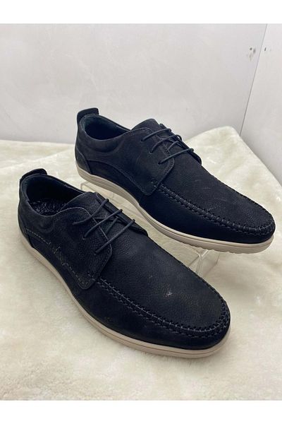 Voyager 3621 Model Black Real Nubuck Leather Men's Shoes - Casual