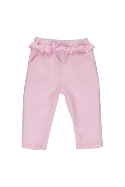 Panço Kız Bebek Kemeri Fırfır Detaylı Pembe Pantolon