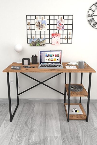 Bofigo 60x120 Cm 2 Raflı Çalışma Masası Bilgisayar Masası Ofis Ders Yemek Masası Çam