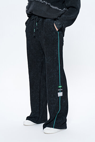 Quzu Black Wide Leg Tracksuit - Antique Detailed