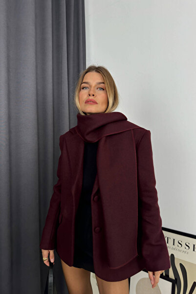 Sue Store Μπουφάν με διπλό στήθος με επένδυση με κουμπιά και σάλι