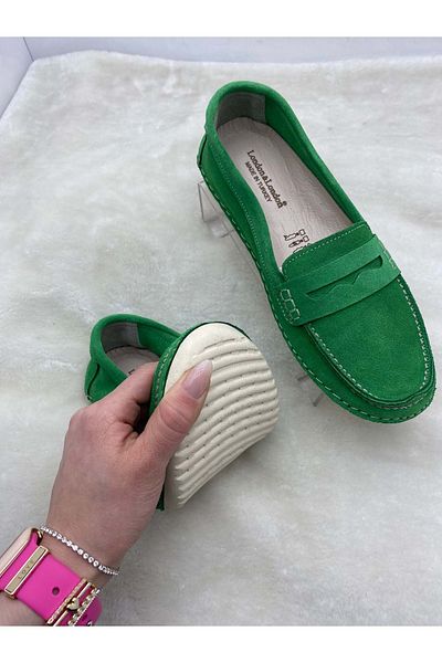ÇİĞDEM KUNDURA Çiğdem Green Genuine Nubuck Leather Nubuck Women's Timberland Ballerinas (A2D) - Green - 39 - St02441-12367