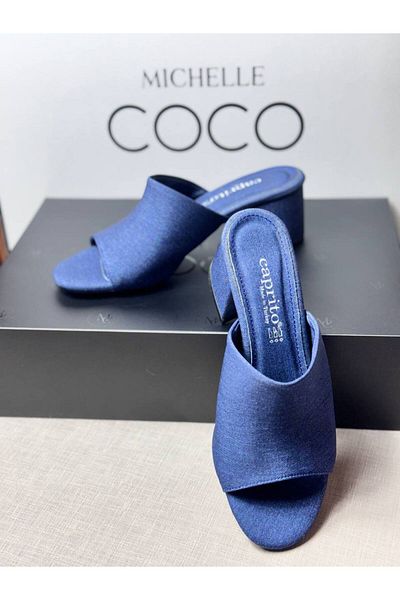 Michelle COCO Papuci de damă cu tocuri înalte cu design special din țesătură denim, confortabil și util