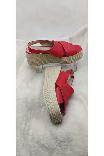 ÇİĞDEM KUNDURA White Wedge Heel Sandals - Çiğdem Genuine Leather, Elastic Back (Blssn15)