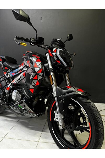Motiker BENELLİ 125S Neon Turuncu ve Gümüş Gri Parçalı Üçgen Desenli Sticker ...