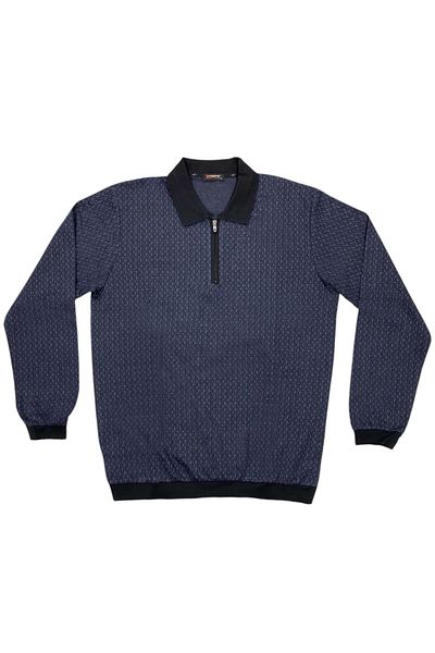Masimar Men's Half Zipper Jacquard Long Sleeve Polo Collar Sweatshirt