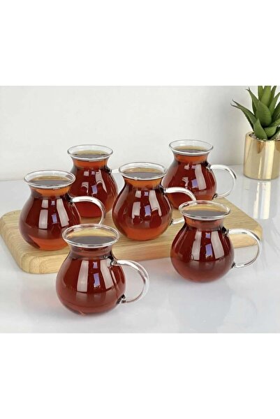 Evimin Eşyası Borosilikat Keyfi Ala 6’lı Cam Çay Bardağı