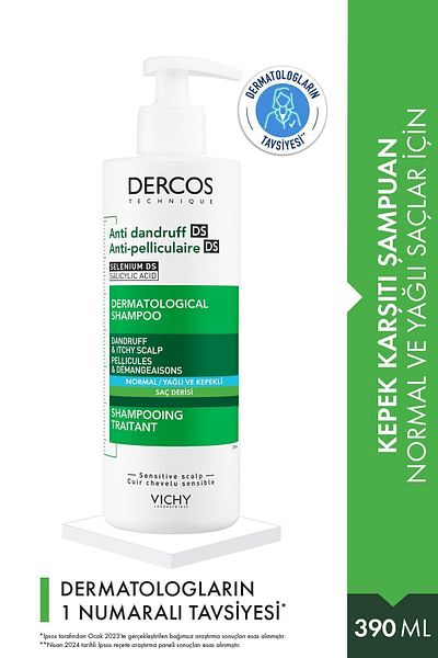 Vichy Dercos Anti Dandruff 390 ml Anti-Schuppen-Shampoo – normales und fettes Haar