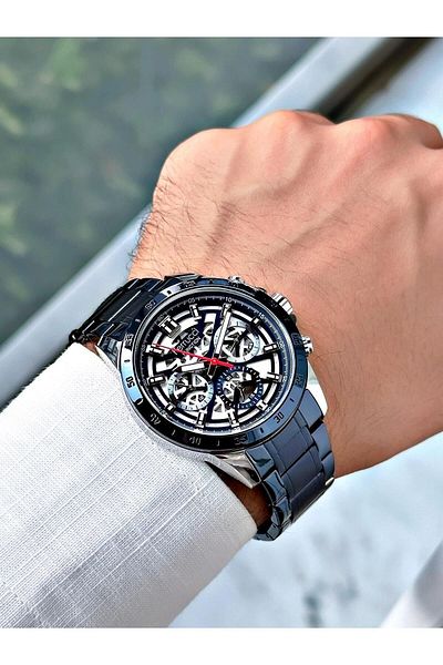 Ferrucci Navy Blue Color Steel Band Men's Wrist Watch with Calendar (2 Years Warranty, Waterproof)