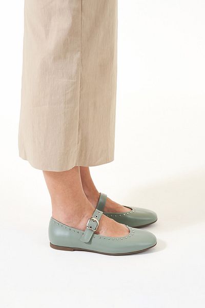 Louis Cardy Balerini de damă din piele naturală Ruby Boiler Green