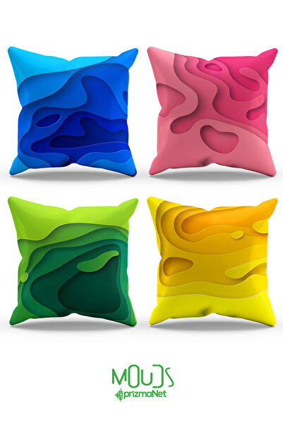 Moud's غطاء وسادة مطبوع بعمق مزدوج منقوش من 4 قطع من جلد الغزال