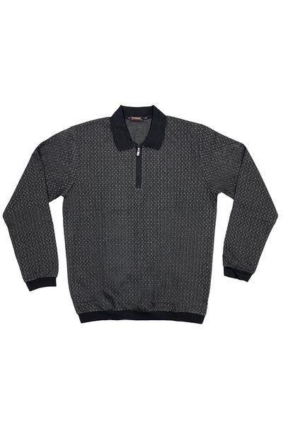 Masimar Men's Half Zipper Jacquard Long Sleeve Polo Collar Sweatshirt