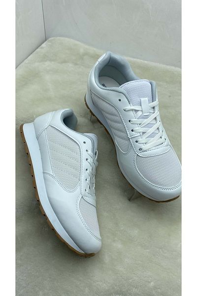 ÇİĞDEM KUNDURA Çiğdem White Men's Cloth Sneaker Sports Shoes (ZGN)