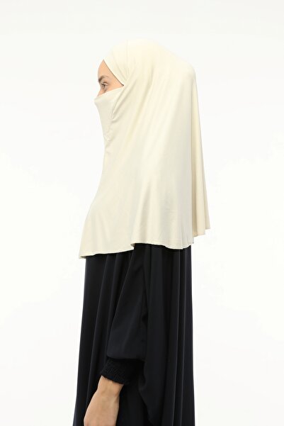 Altobeh Έτοιμο τουρμπάνι με πέπλο πρακτικό κασκόλ Hijab Nikapli Hijab - Σουφλέ κάλυμμα προσευχής (XL) - Κρέμα