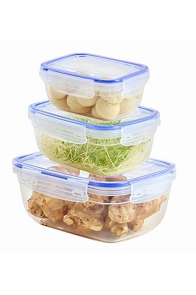 Lock&Fresh Set of 3 Airtight Storage Containers (400-800-1400 ml) with 4 Locks and Silicone Seals