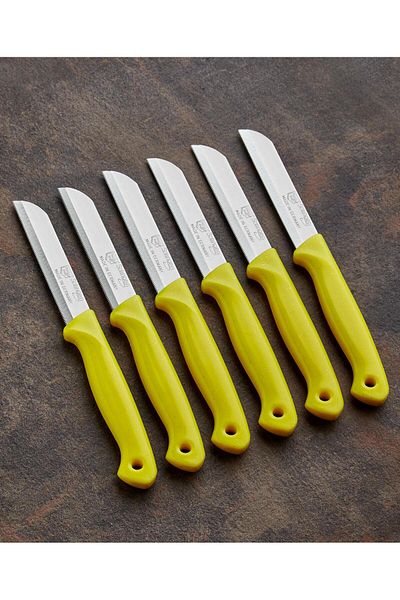 onon Sofrada Moda Yellow Glitter Solingen Fruit Knife - Set of 6 Hanging Serrated