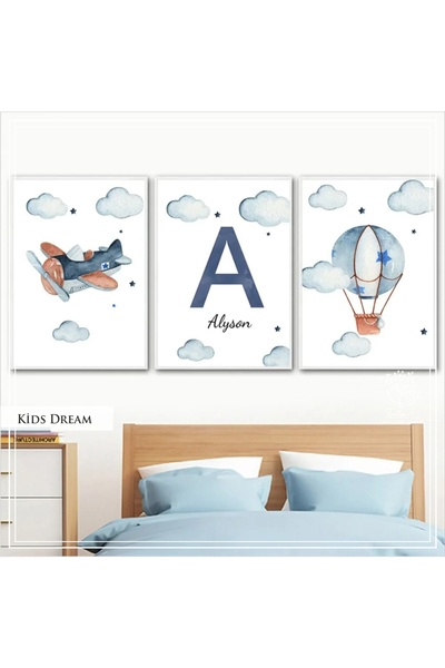 Tablomtr Metal Çerçeveli Gerçek Camlı Tablo KidsDream 3 Lü Set