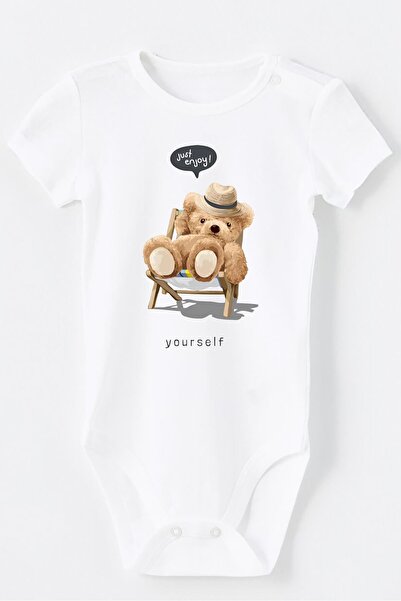Cotton Just Enjoy Yourself Printed Bodysuit Baby Bodysuit with Snap Fastener on Shoulder and Bottom