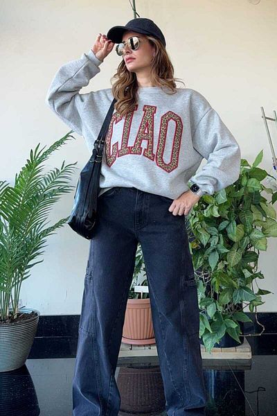 Clothing palette SWEATSHIRT DETALIAT CU IMprimare Leopard