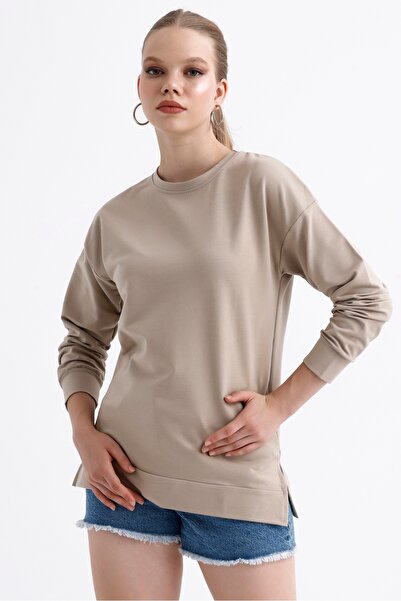 MD trend Γυναικείο φούτερ με μαλακή υφή με εύκαμπτη ραβδωτή βασική φαρδιά φούτερ