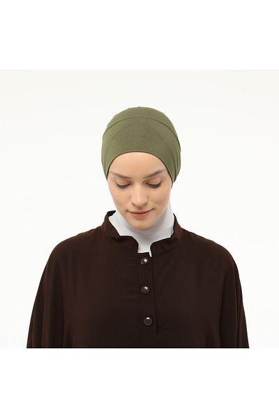 Altobeh Έτοιμο πρακτικό κουμπωτό ελαστικό καπό Hijab Khaki