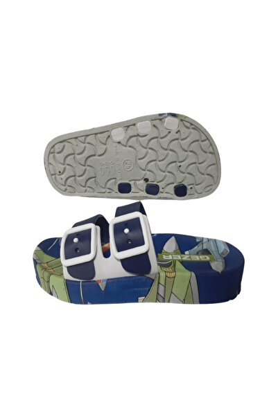 GEZER Papuci cu talpă anti-alunecare pentru băiat, albastru marin, alb, cu avion Gezzer120-33