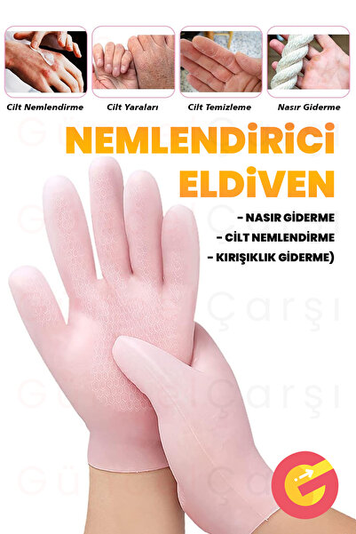 GüncelÇarşı 1 Çift Nemlendirici Eldiven, Kuru Cilt Nemlendirme, Nasır Kırışık...