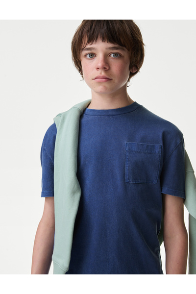 Marks & Spencer Saf Pamuklu Kısa Kollu T-Shirt (6-16 Yaş)