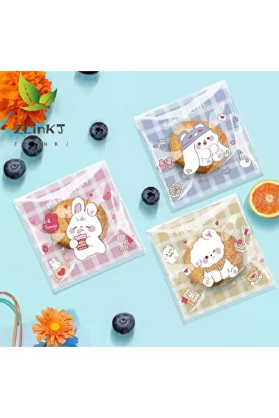 OZN AKSESUAR Bantlı Şeffaf Desenli Poşet Opp 7x7 Cm 95 Adet