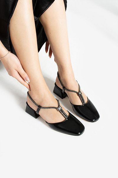 ShoeTek Pantofi cu toc Alfie pentru damă, din piele lacuită neagră