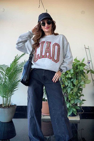 Clothing palette SWEATSHIRT DETALIAT CU IMprimare Leopard
