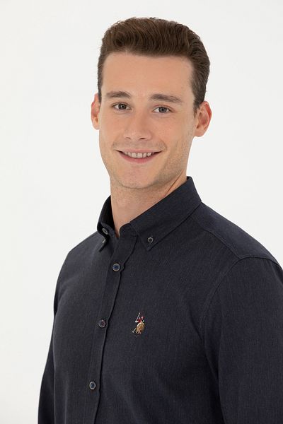 U.S. Polo Assn. Ανδρικό μακρυμάνικο πουκάμισο Navy Blue - Βασικό μοντέλο 50271275 -VR033