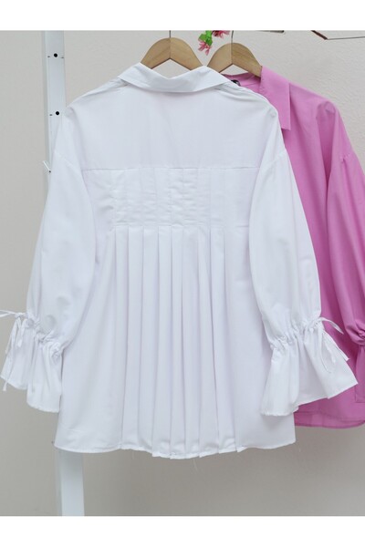 Modamorfo Hajtókás ujjú, redőzött hátú ing - fehér