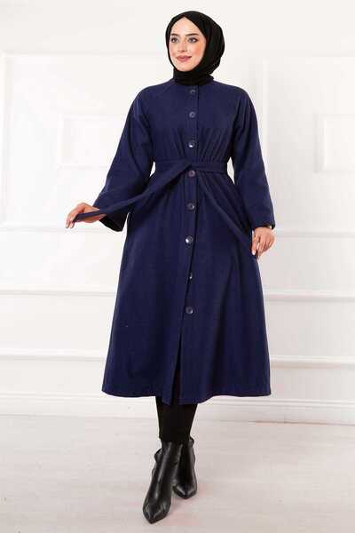 EBRUTESETTÜR Belted Buttoned Cashmere Coat with Mobile Belt