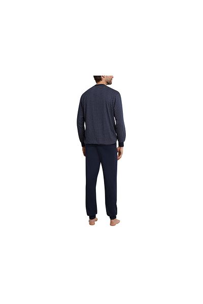 Schiesser Pyjama Lang ’für Herren In Blau’