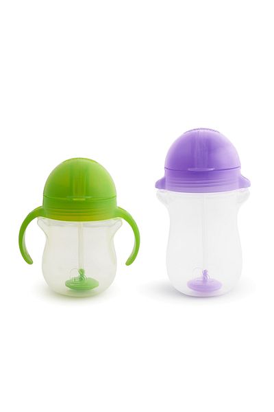 Munchkin Green and Purple Click Lock Spout Cup - 6 Months+ 207 ml and 12 Months+ 296 ml