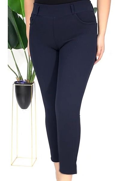AKŞEN GİYİM Large Size Combulating One Size Show Thin Rubber Waist Punto Fabric Straight Pant