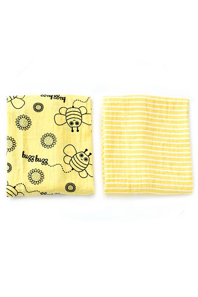 Milk & Moo Milk&Moo Buzzy Bee Musselin Wickeldecke 2er-Set
