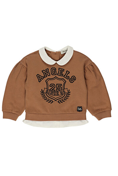 Panço Baby Girl Printed Camel Sweatshirt