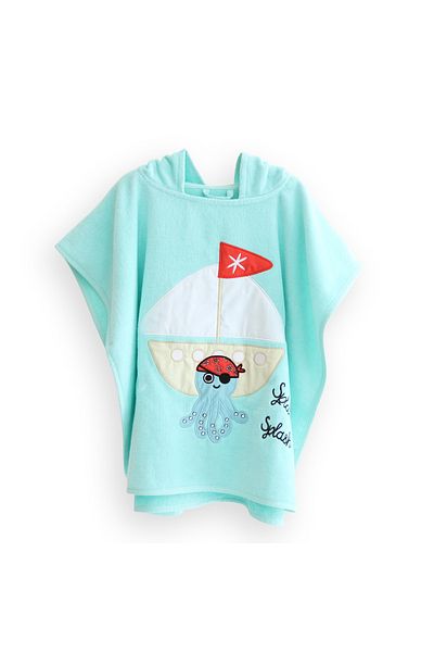 Milk & Moo Milk&Moo Sailor Octopus Badeponcho Kinder Türkis
