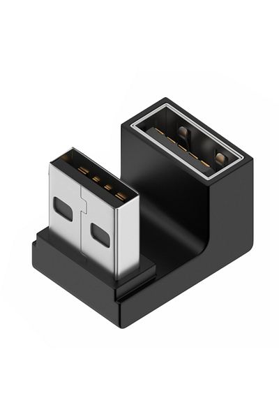 Choice محول تمديد USB 3.0 ذكر إلى أنثى بزاوية قائمة على شكل حرف U بزاوية 90 درجة معاكسة من السيليكون