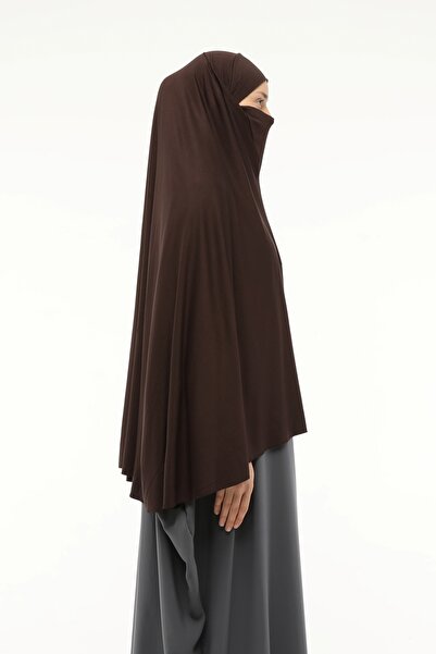 Altobeh Ready Practical Scarf with Turban Veil Hijab with Hijab - Prayer Cover Souffle (5xl) - Dark Brown