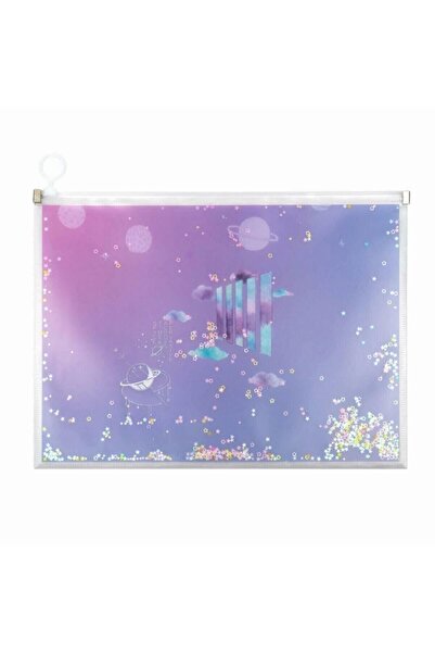 Südor Fermuarlı Dosya Desenli Simli Yıldızlı Sb32 1 Adet