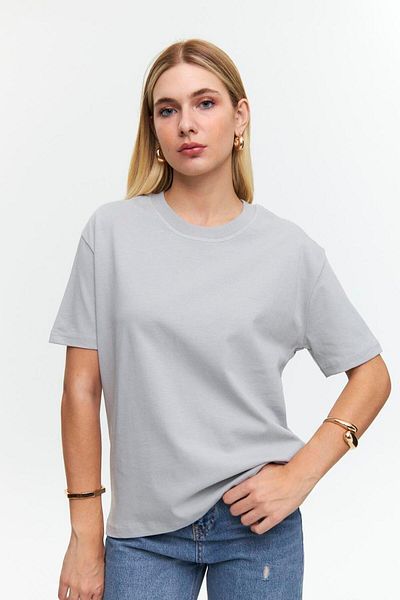 Tuba Butik Tricou de damă cu decolteu triplu Basic Tok Texture verde