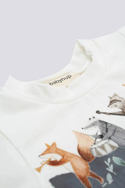 babynup Crew Neck Printed Sleeve Curling T-Shirt Baby - Kids