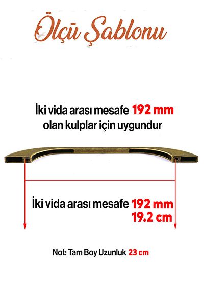 Badem10 Meriç 192 mm - 19,2 cm Mobilier din metal galben antic antic Dulap de bucătărie Mâner dulap Mâner