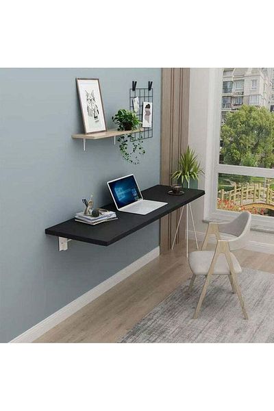 Modern home Wall-Mounted Foldable Table And Desk - Versatile & Space-Saving Design 60×40 Black