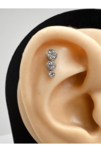 Karınca Piercing Crystal Tragus Piercing - Three-Stone Helix Conch Flat Lobe Lip Surgical Steel
