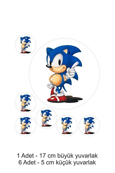 hediyehobihersey Sonic 7 Adet A4 Yenilebilir Pasta Kurabiye Şeker Hamuru Kağı...