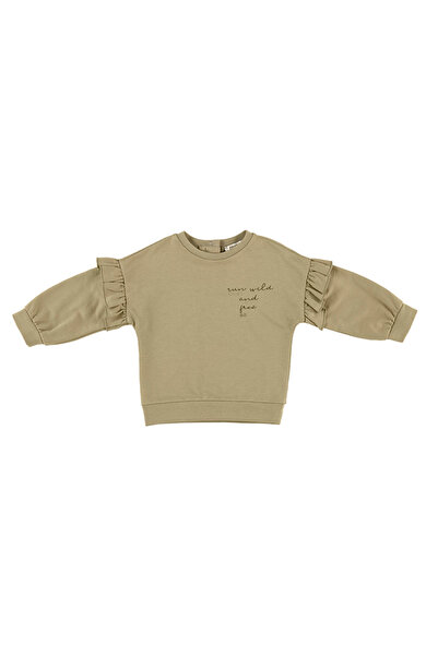 Panço Kız Bebek Fırfır Detaylı Haki Sweatshirt